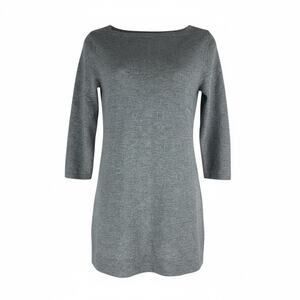 Magaschoni 100% Cashmere Square Neck Tunic Sweater Gray Size S